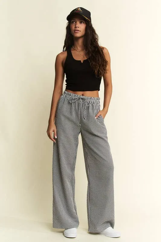 Gingham Boxer Pants - Black