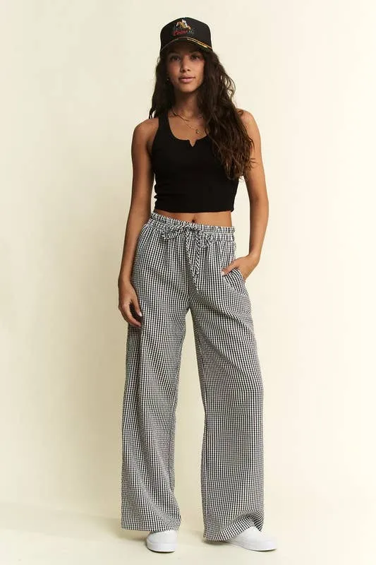 Gingham Boxer Pants - Black