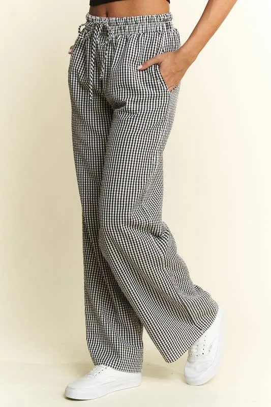 Gingham Boxer Pants - Black