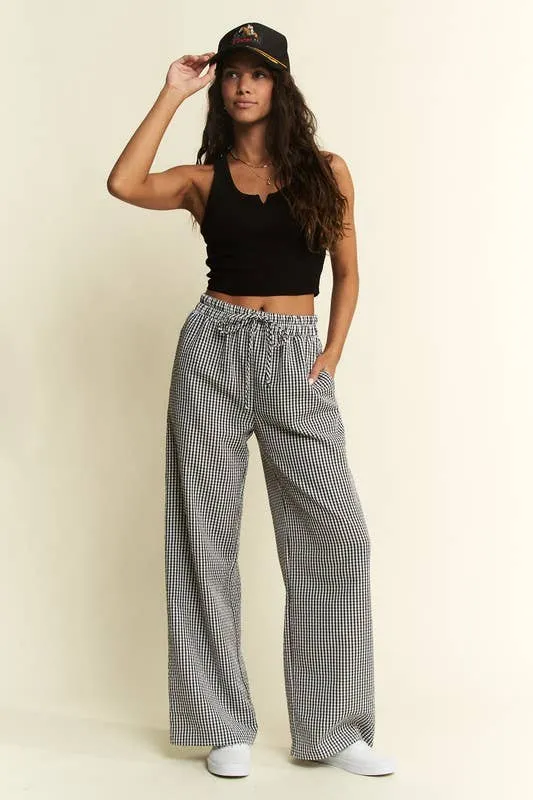 Gingham Boxer Pants - Black