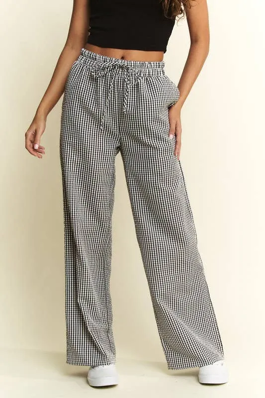Gingham Boxer Pants - Black