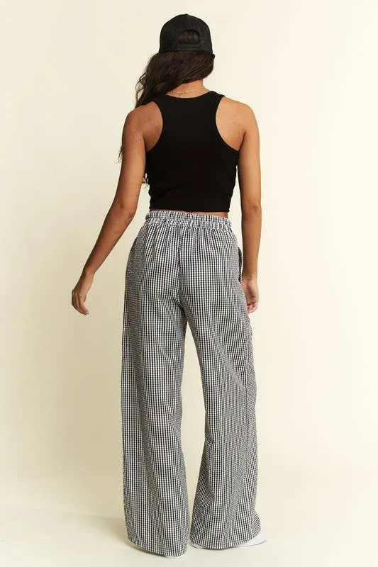 Gingham Boxer Pants - Black