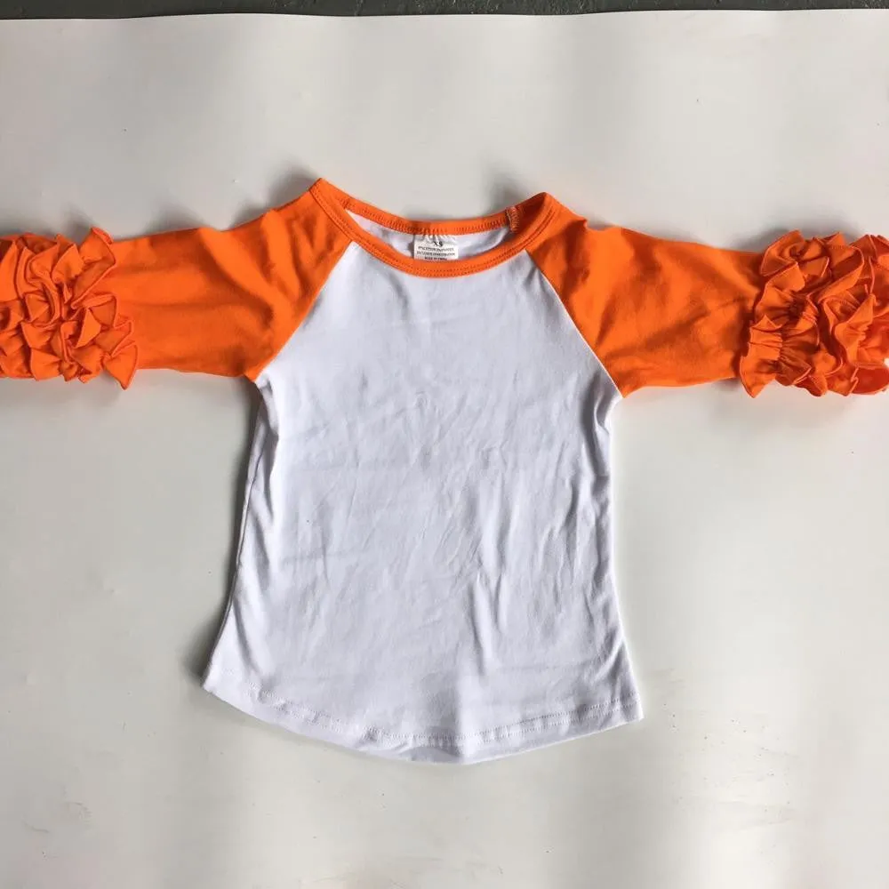 girls clothes o-neck baby girls kids icing ruffle raglan tops shirts girls casual tops fall Autumn top T-shirt