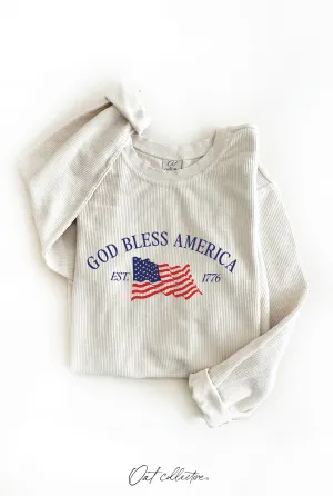 GOD BLESS AMERICA EST. 1776  Thermal Vintage Pullover
