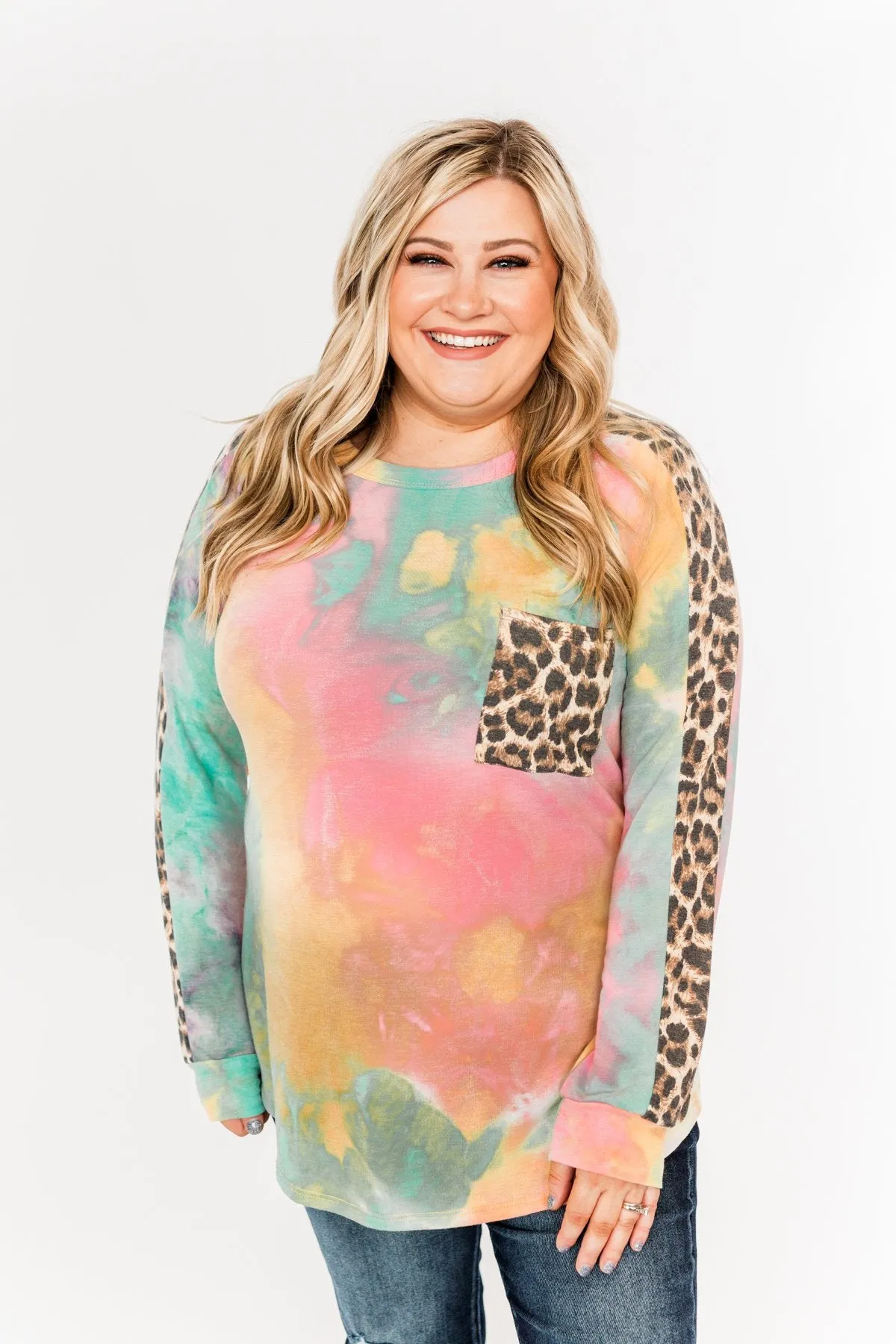 Good Times Ahead Long Sleeve Top- Multi & Leopard