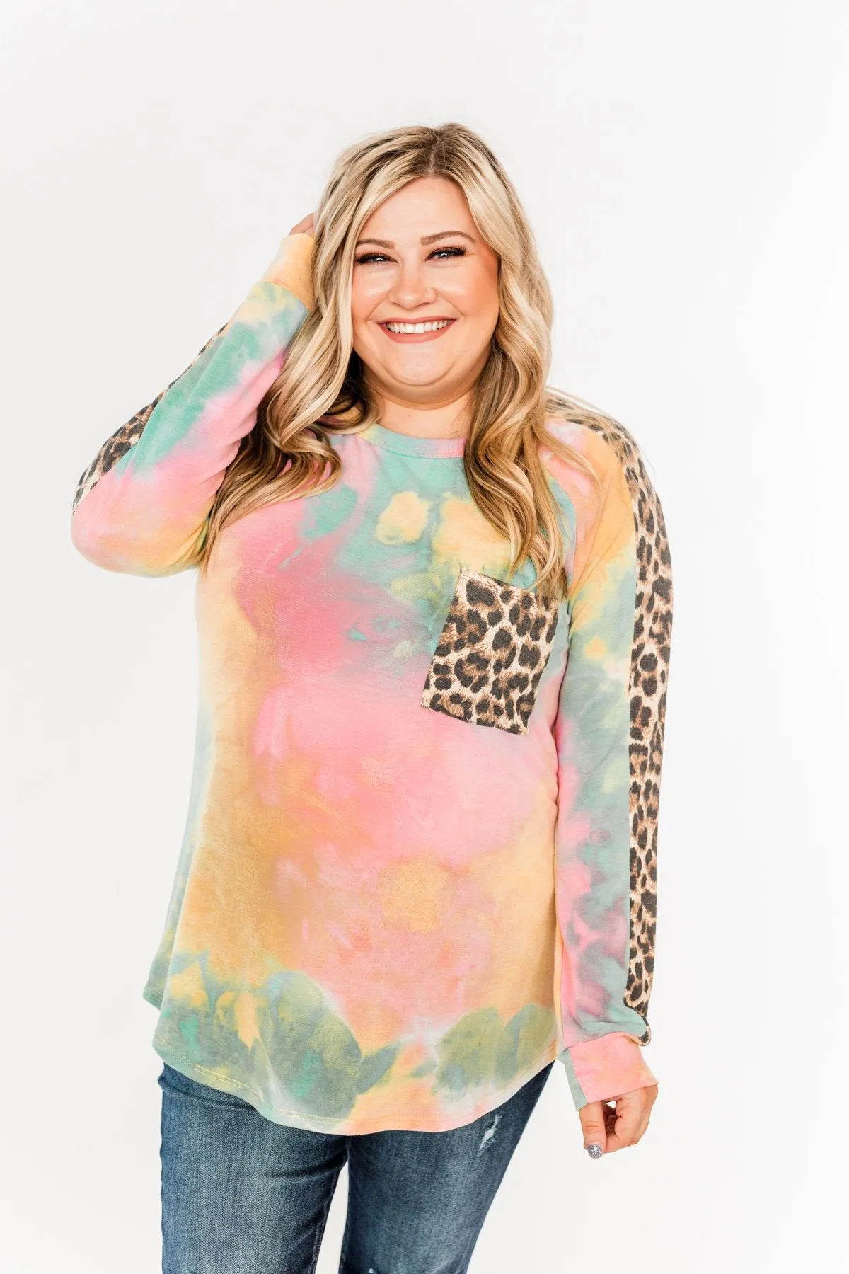 Good Times Ahead Long Sleeve Top- Multi & Leopard