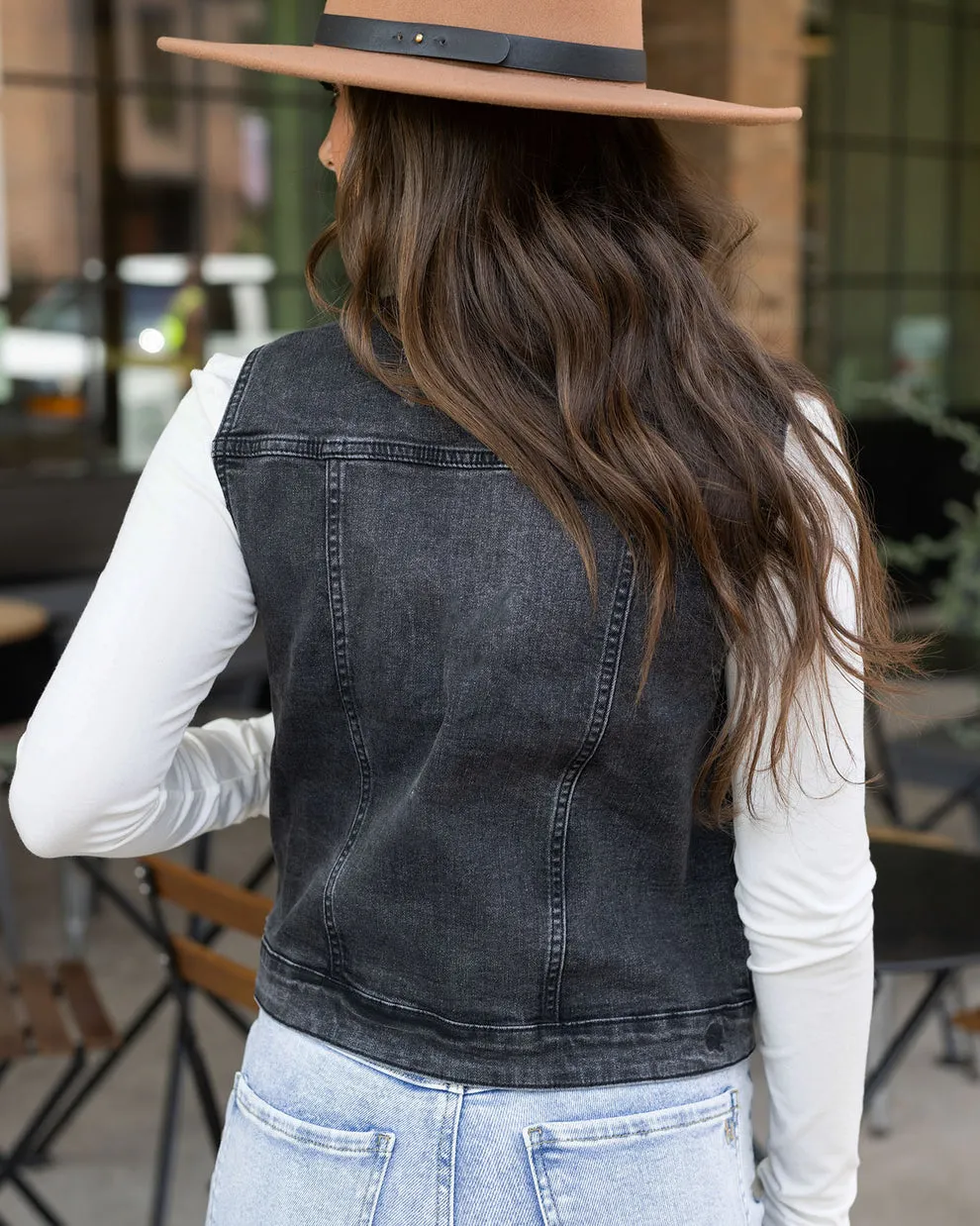 Grace & Lace RePurposed Denim Vest - Washed Black