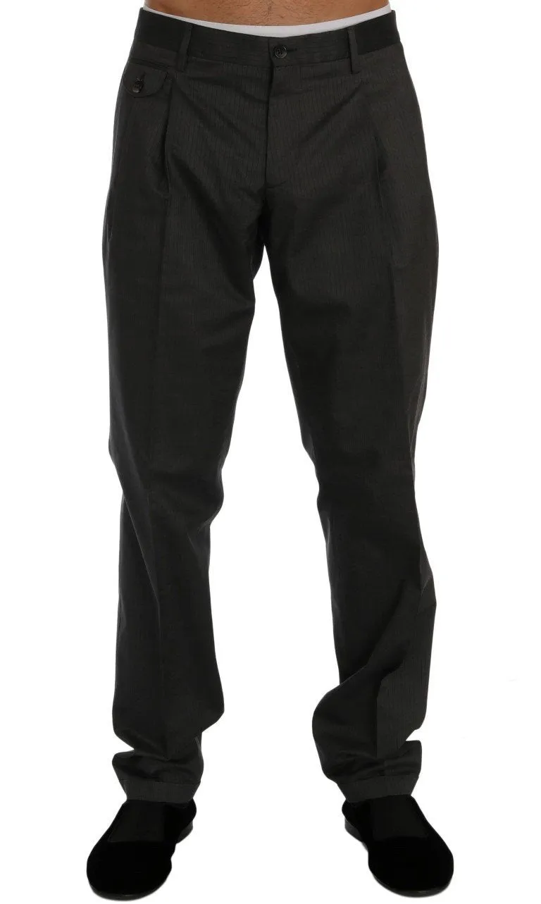 Gray Striped Dress Formal Pants