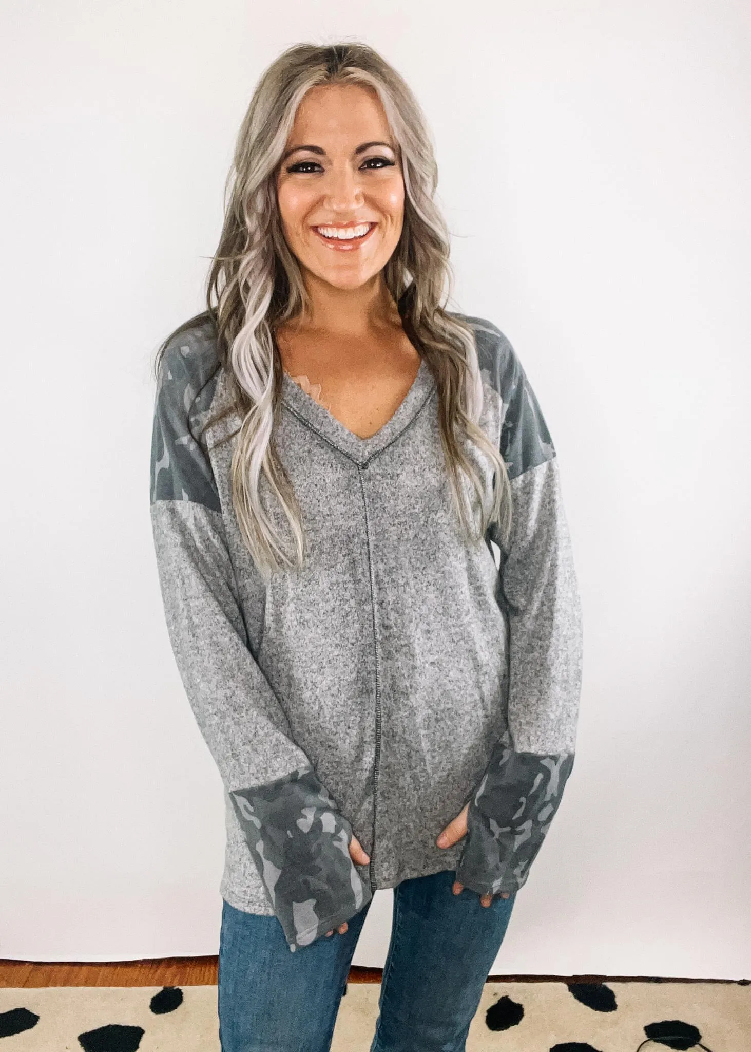 Grey and Camo Banded Two Tone Hacci
