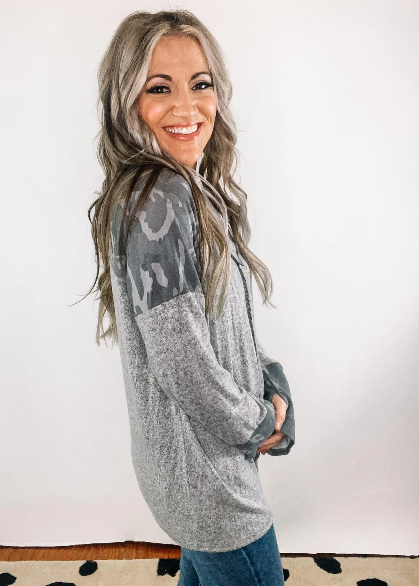 Grey and Camo Banded Two Tone Hacci