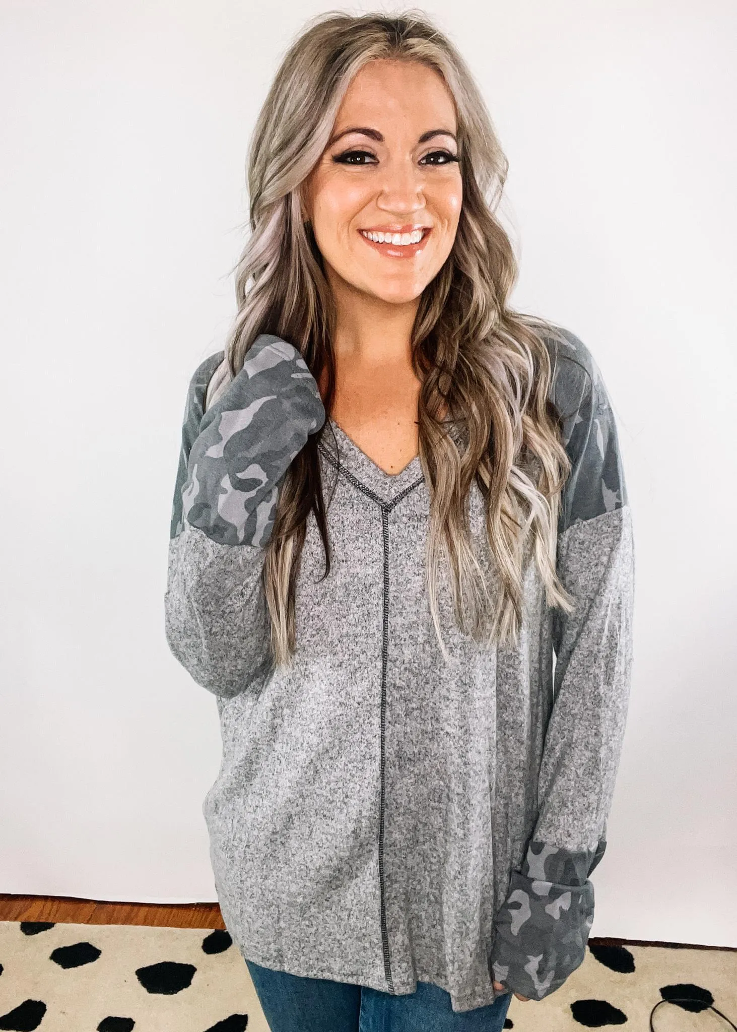 Grey and Camo Banded Two Tone Hacci