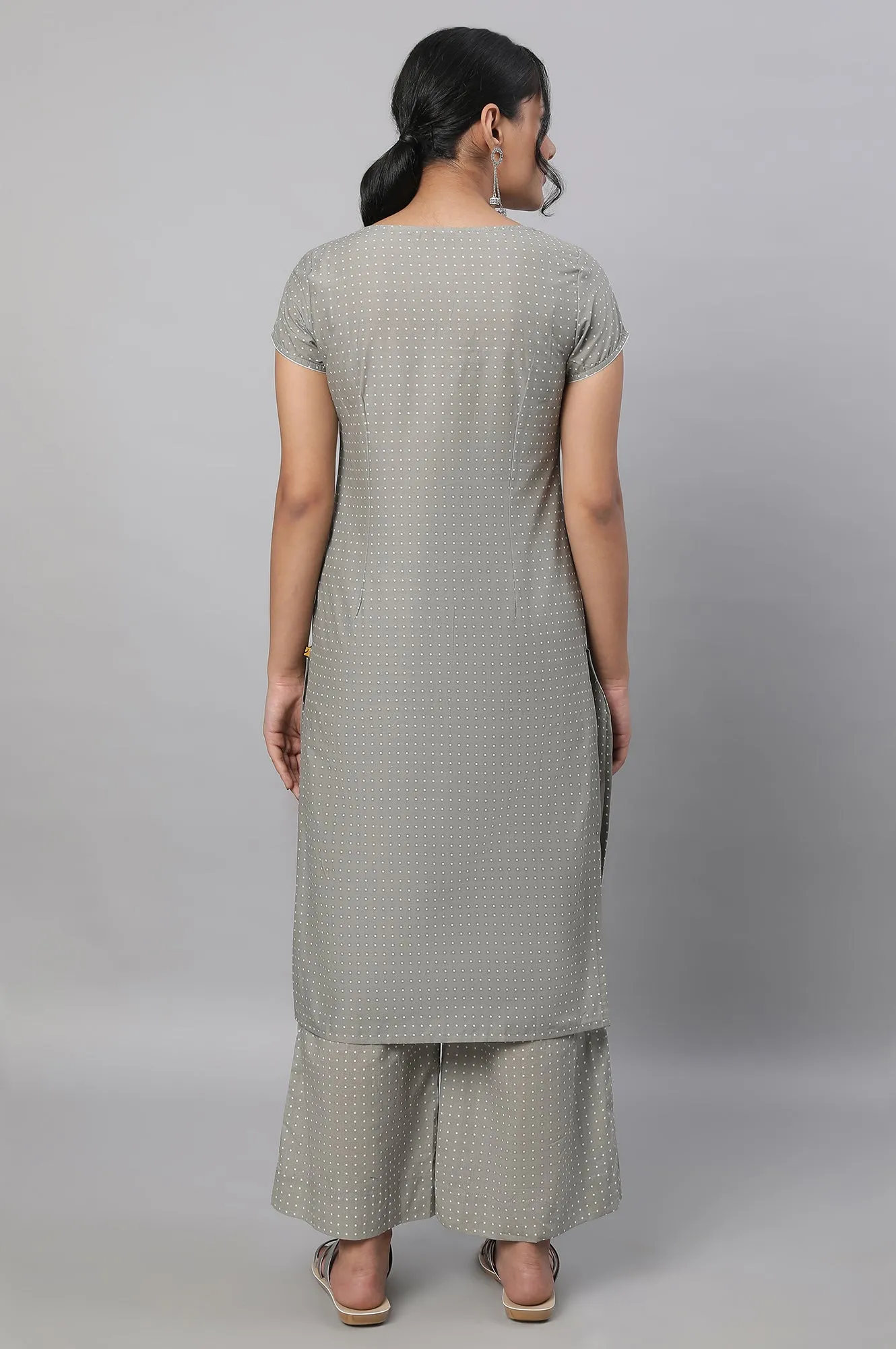 Grey Embroidered kurta & Palazzo Set