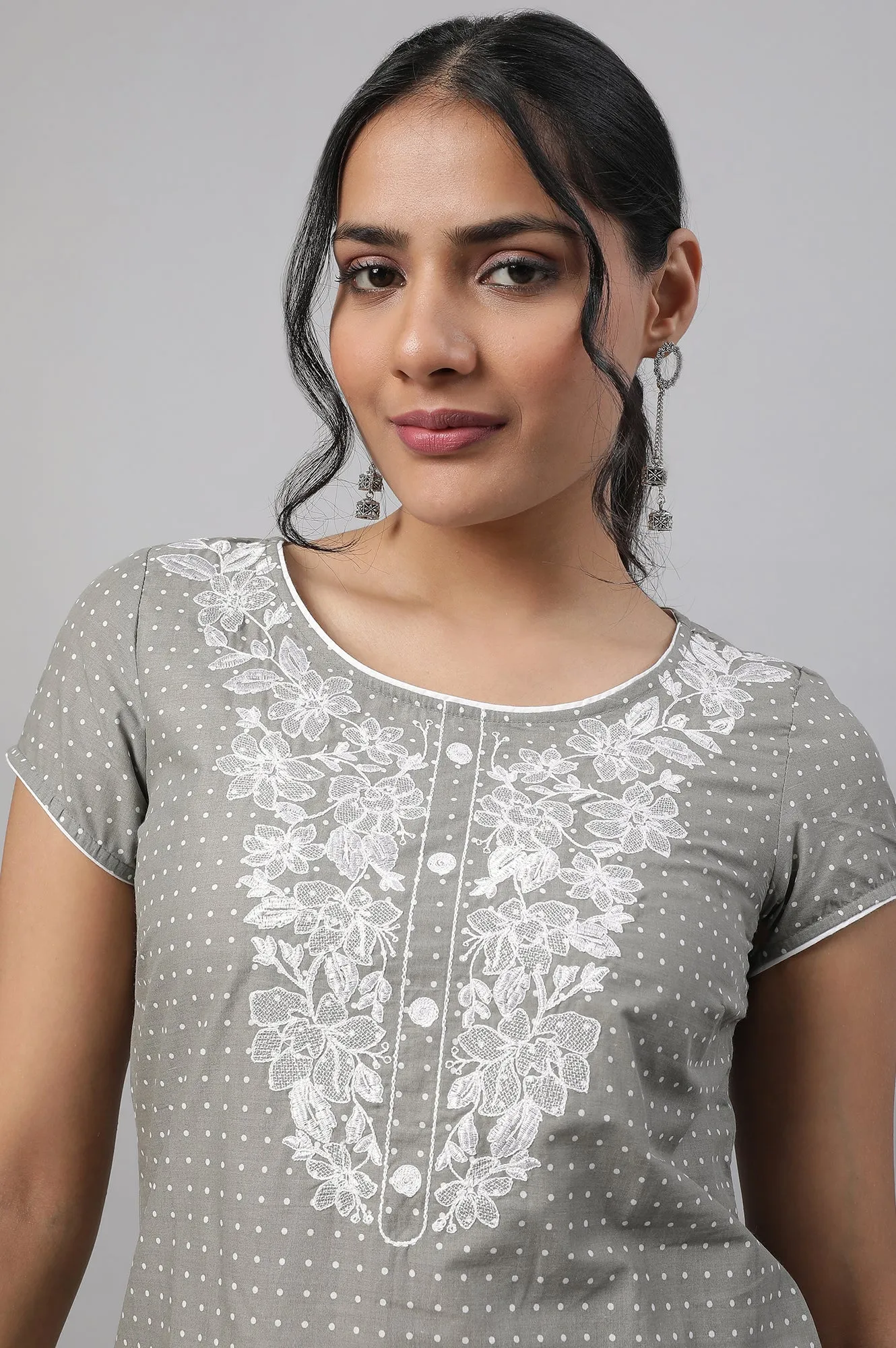 Grey Embroidered kurta & Palazzo Set