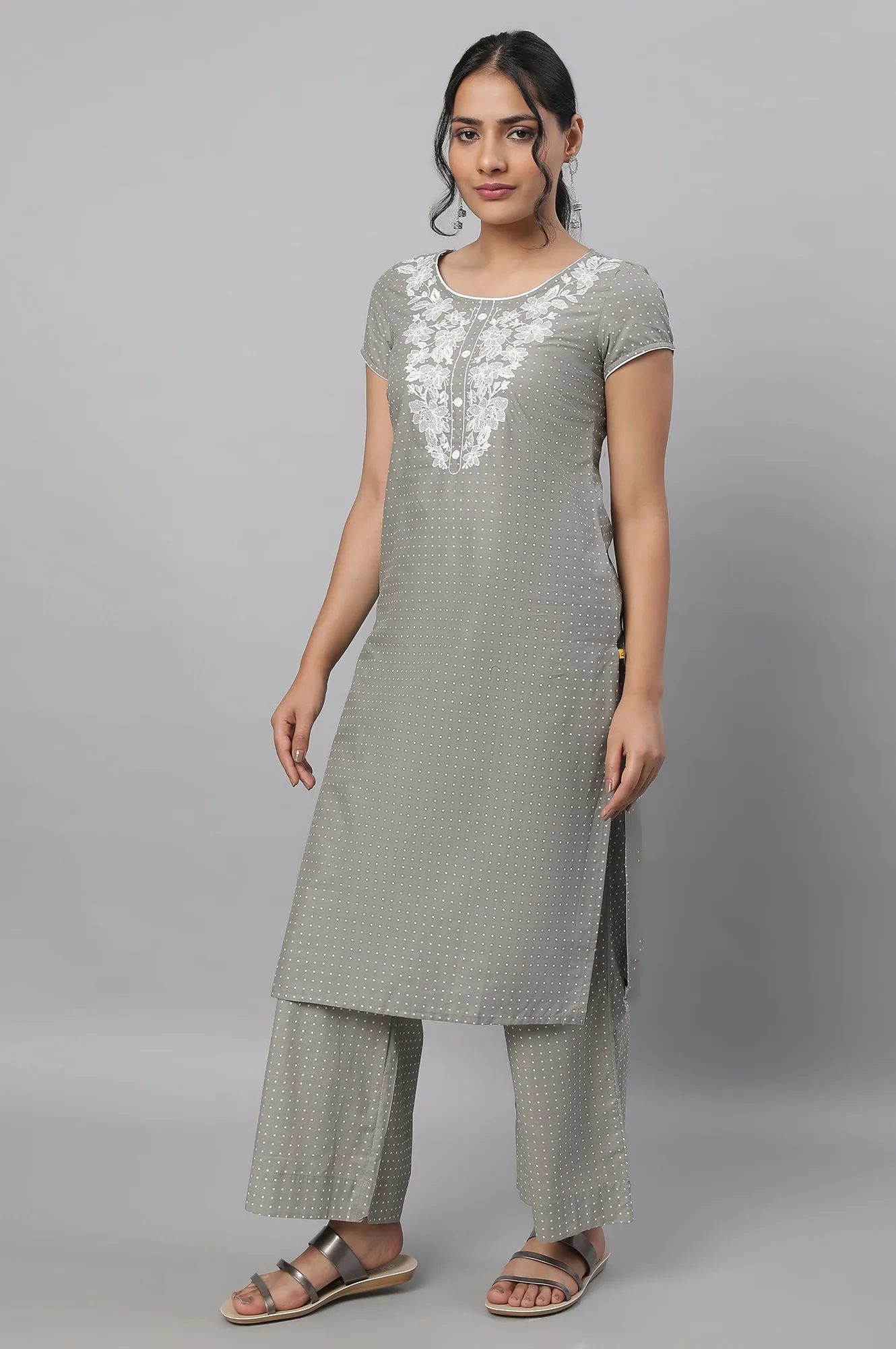 Grey Embroidered kurta & Palazzo Set