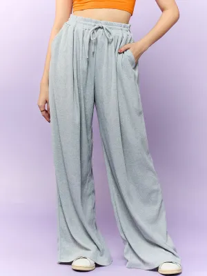 Grey Knit Joggers with Draw String