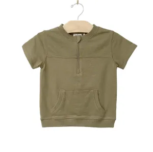 HALF ZIP TEE - DUSTY GREEN