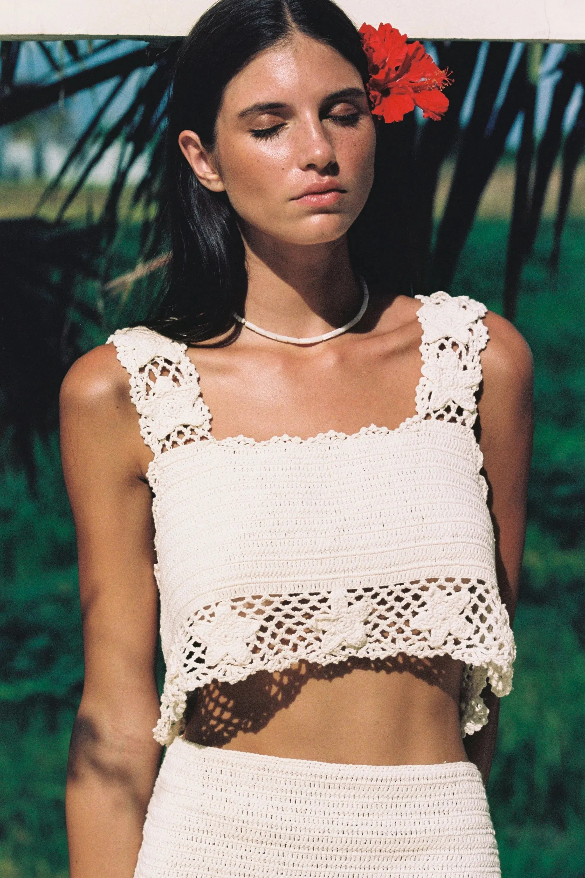 Hand Crochet Crop Cream