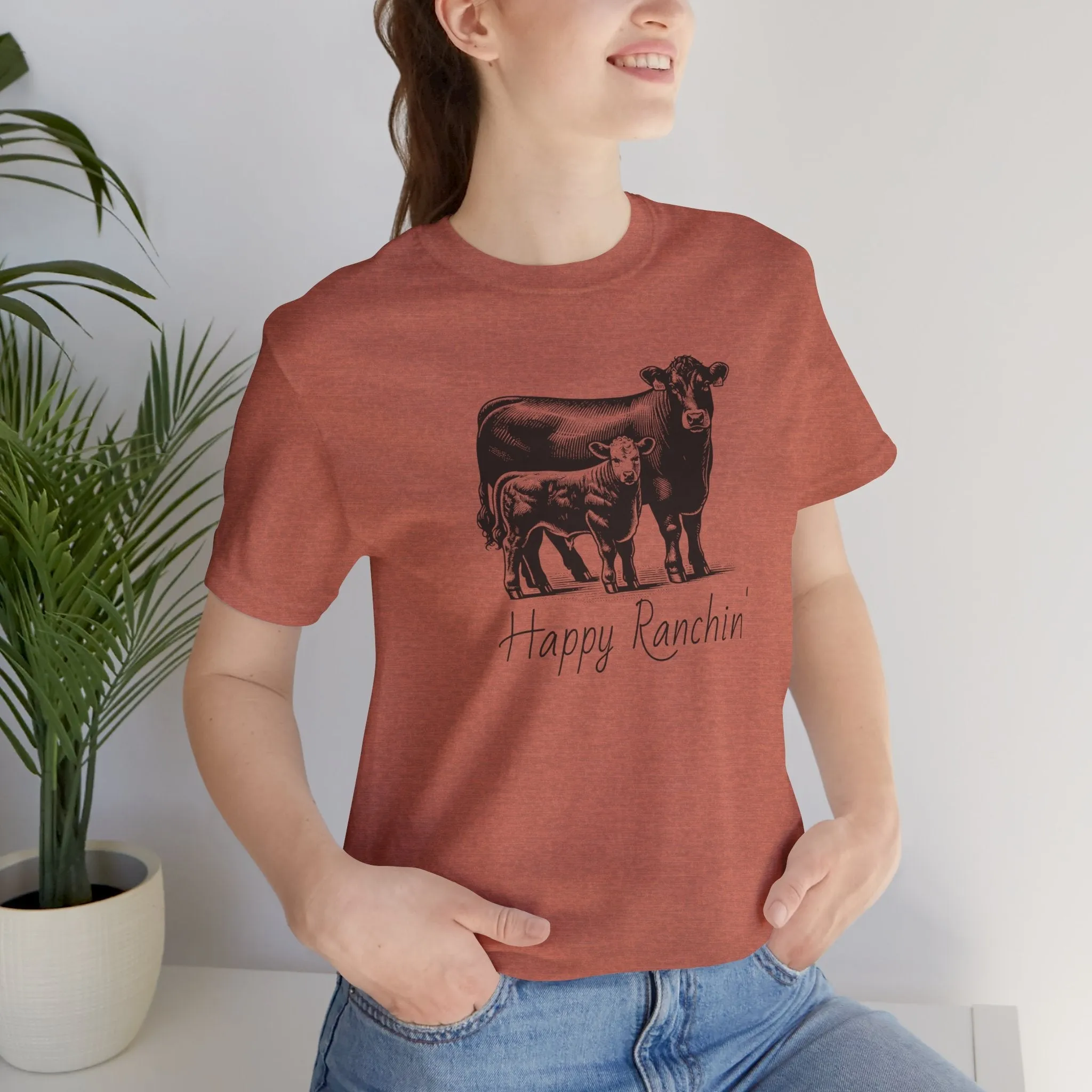 Happy Ranchin' Tee, Ranch T-shirt, Angus Shirt, Eat Beef, Jersey Short Sleeve Tee, Ranch Shirt