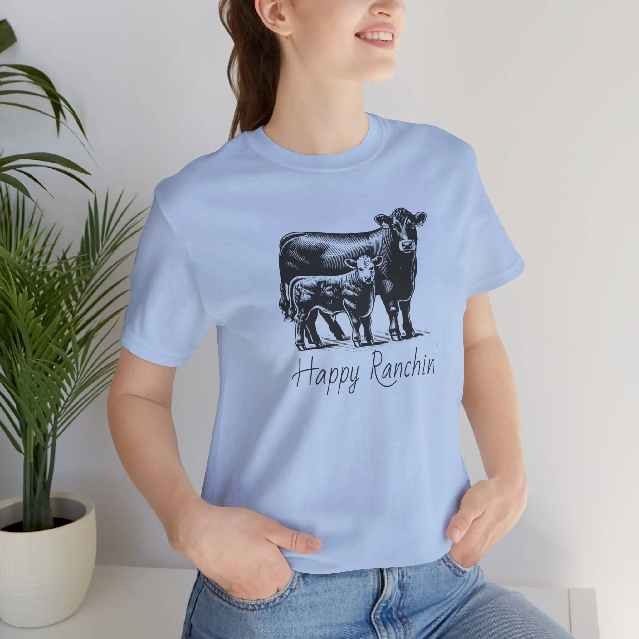 Happy Ranchin' Tee, Ranch T-shirt, Angus Shirt, Eat Beef, Jersey Short Sleeve Tee, Ranch Shirt
