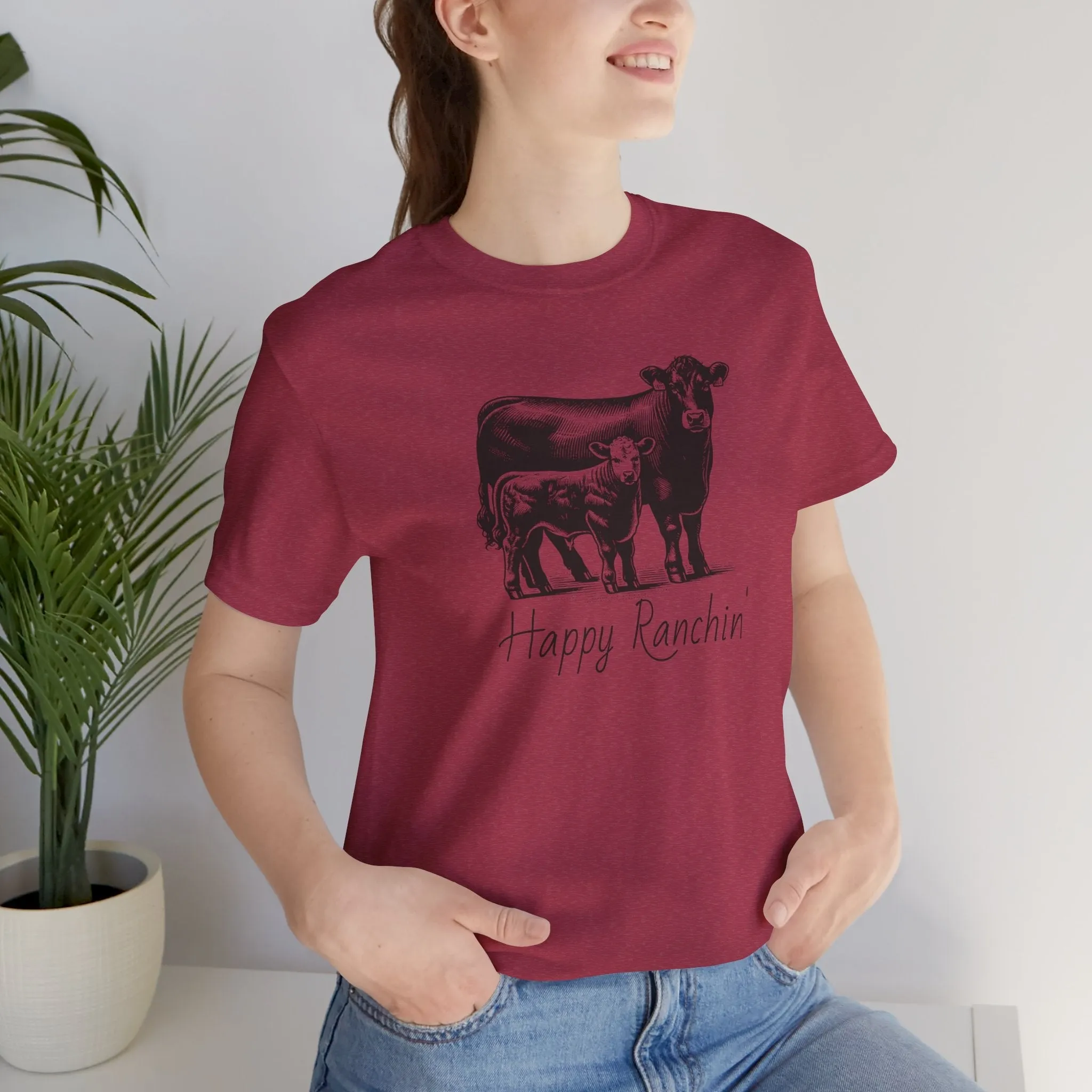 Happy Ranchin' Tee, Ranch T-shirt, Angus Shirt, Eat Beef, Jersey Short Sleeve Tee, Ranch Shirt