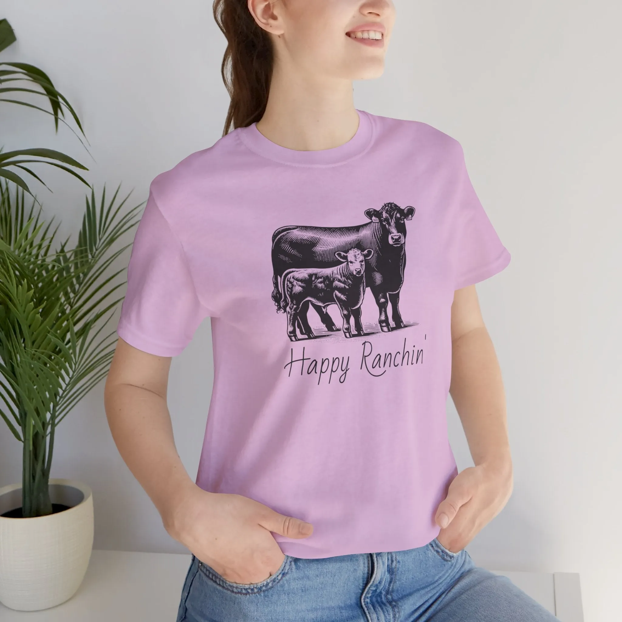 Happy Ranchin' Tee, Ranch T-shirt, Angus Shirt, Eat Beef, Jersey Short Sleeve Tee, Ranch Shirt