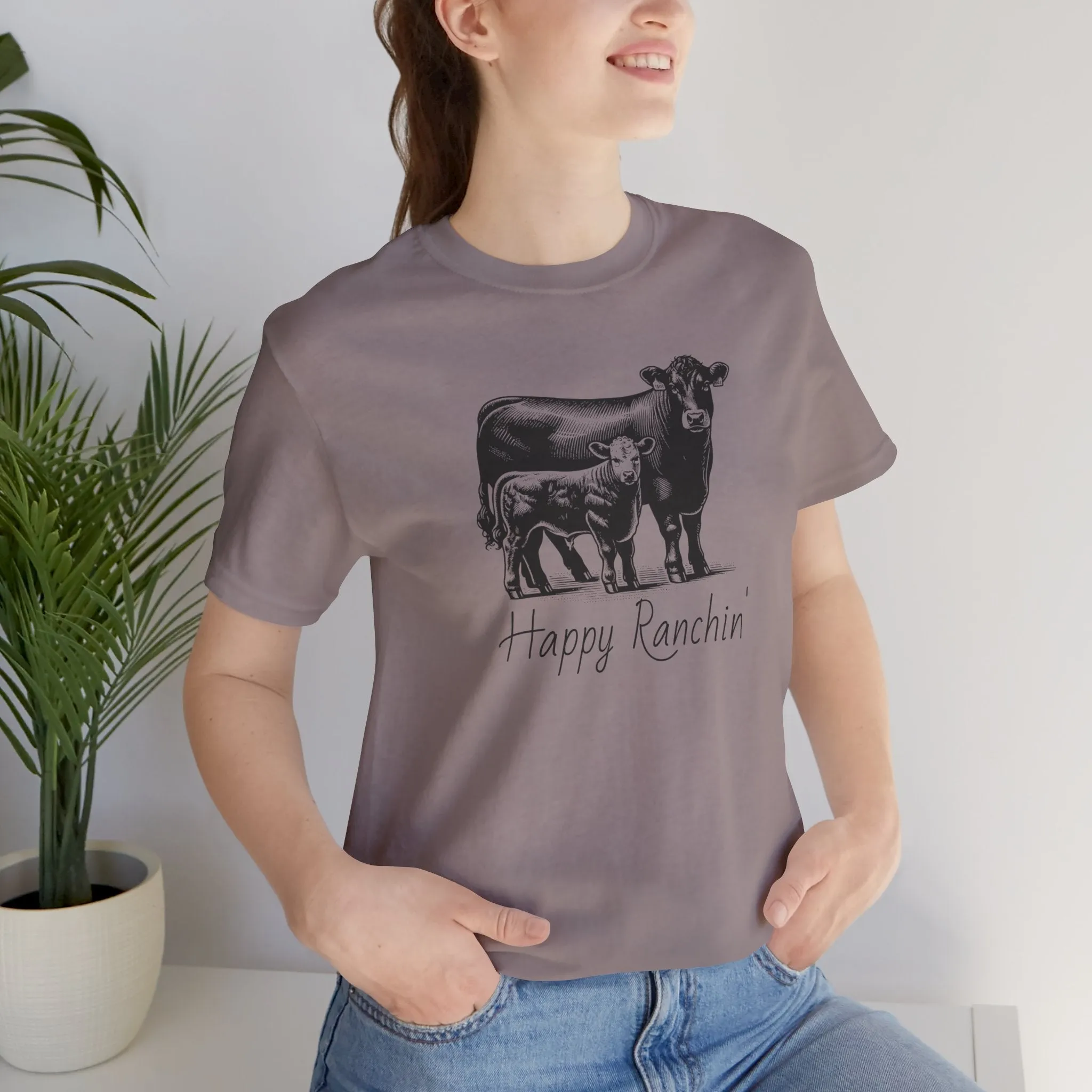 Happy Ranchin' Tee, Ranch T-shirt, Angus Shirt, Eat Beef, Jersey Short Sleeve Tee, Ranch Shirt