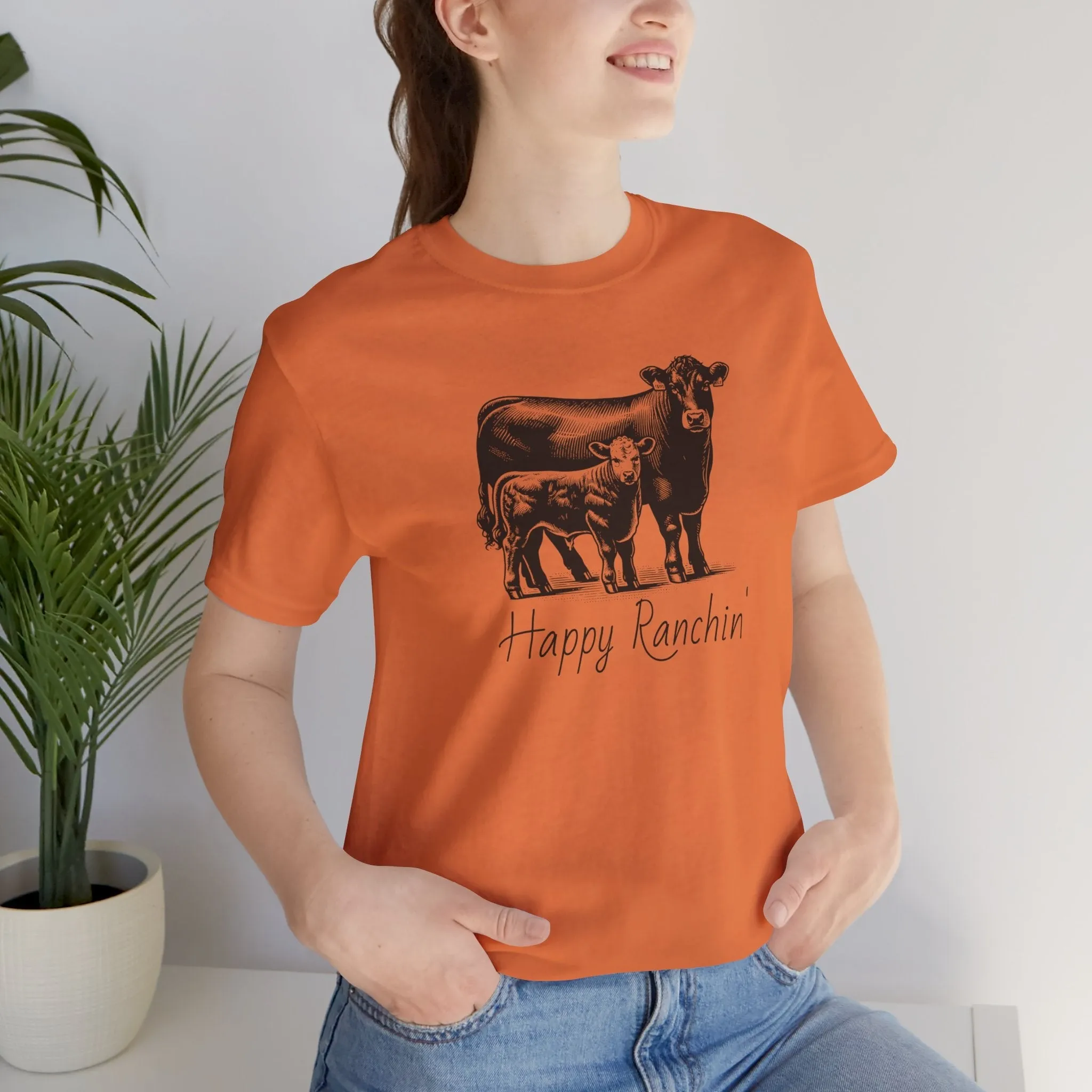 Happy Ranchin' Tee, Ranch T-shirt, Angus Shirt, Eat Beef, Jersey Short Sleeve Tee, Ranch Shirt