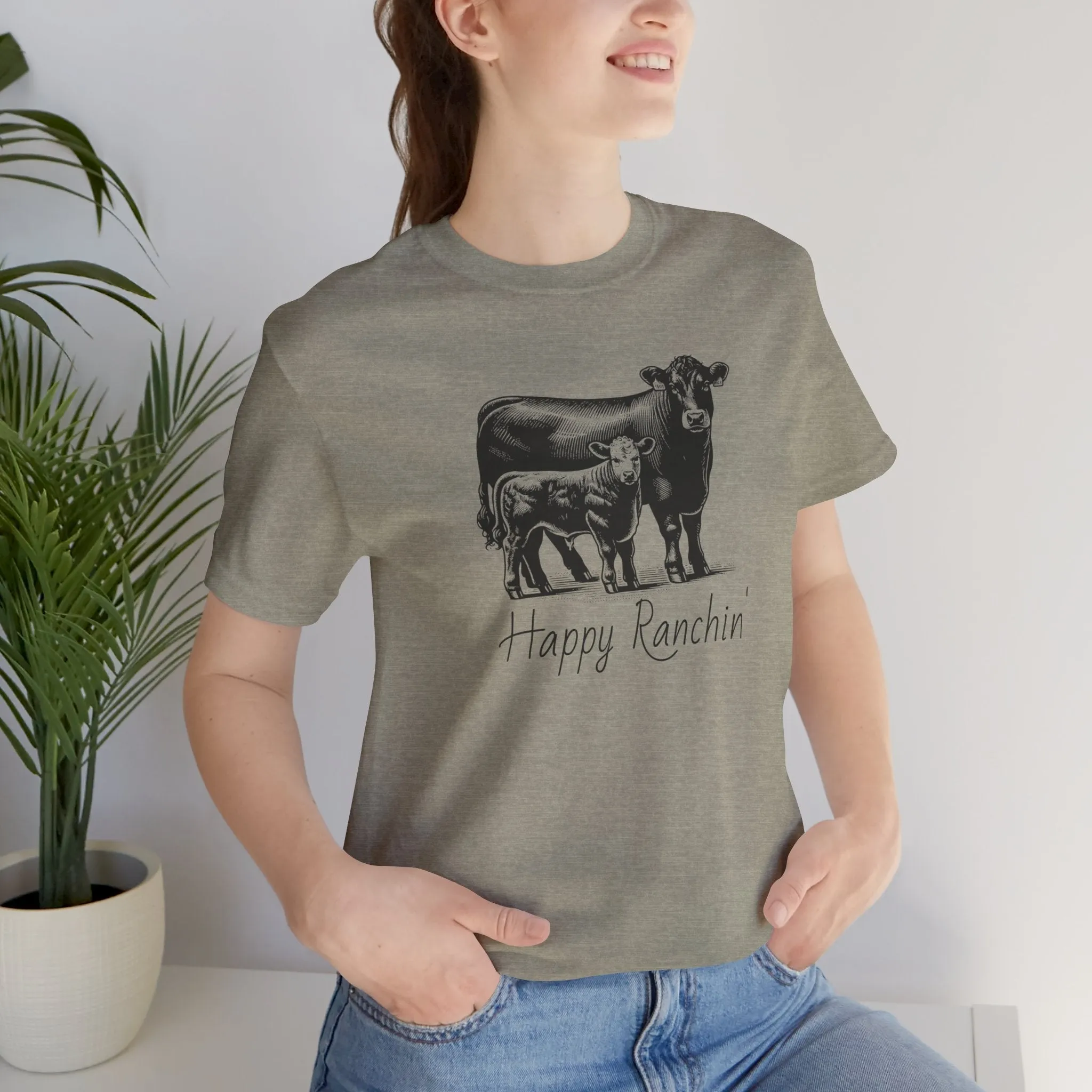 Happy Ranchin' Tee, Ranch T-shirt, Angus Shirt, Eat Beef, Jersey Short Sleeve Tee, Ranch Shirt