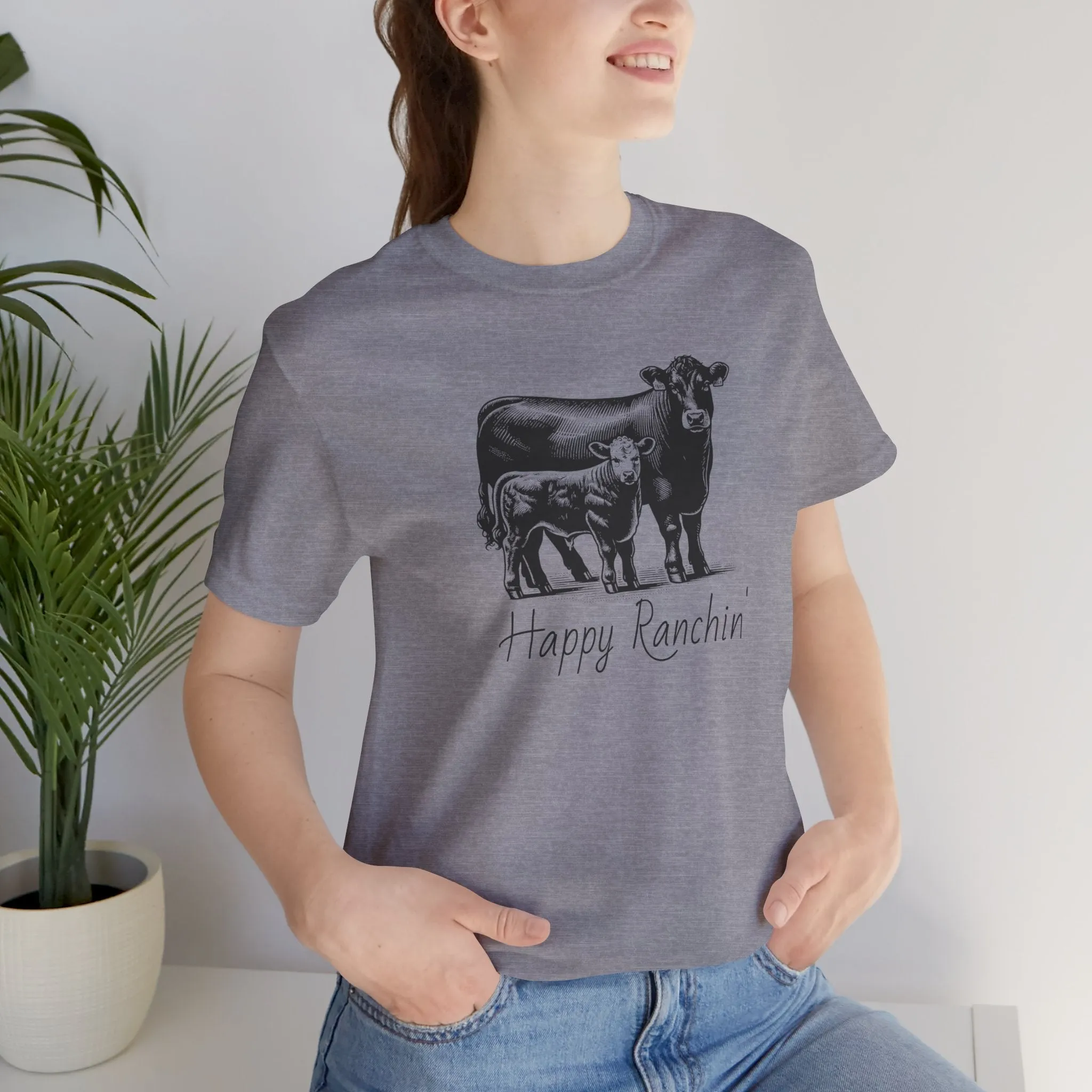 Happy Ranchin' Tee, Ranch T-shirt, Angus Shirt, Eat Beef, Jersey Short Sleeve Tee, Ranch Shirt