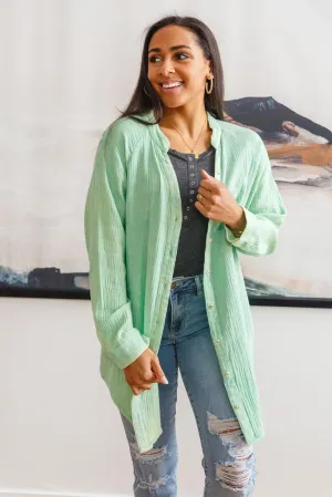 Hazel Blues® | Corey Button Up Top In Vintage Green