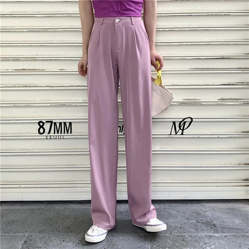 High Waist Cute Colors Elegant Wide Leg Pants