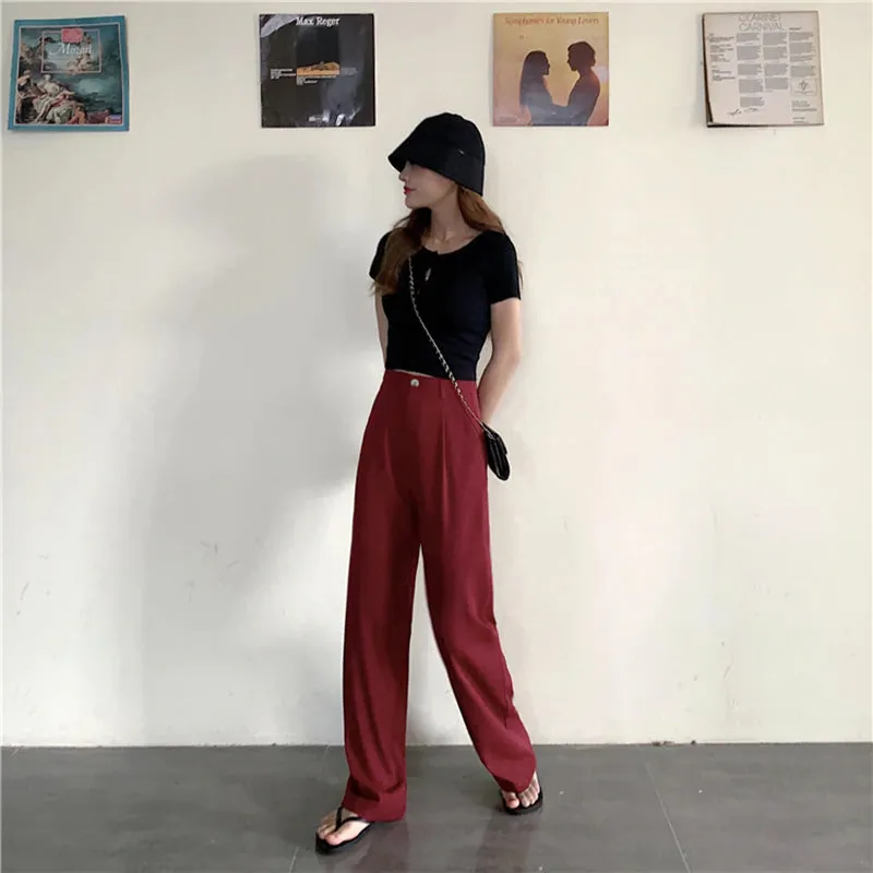 High Waist Cute Colors Elegant Wide Leg Pants