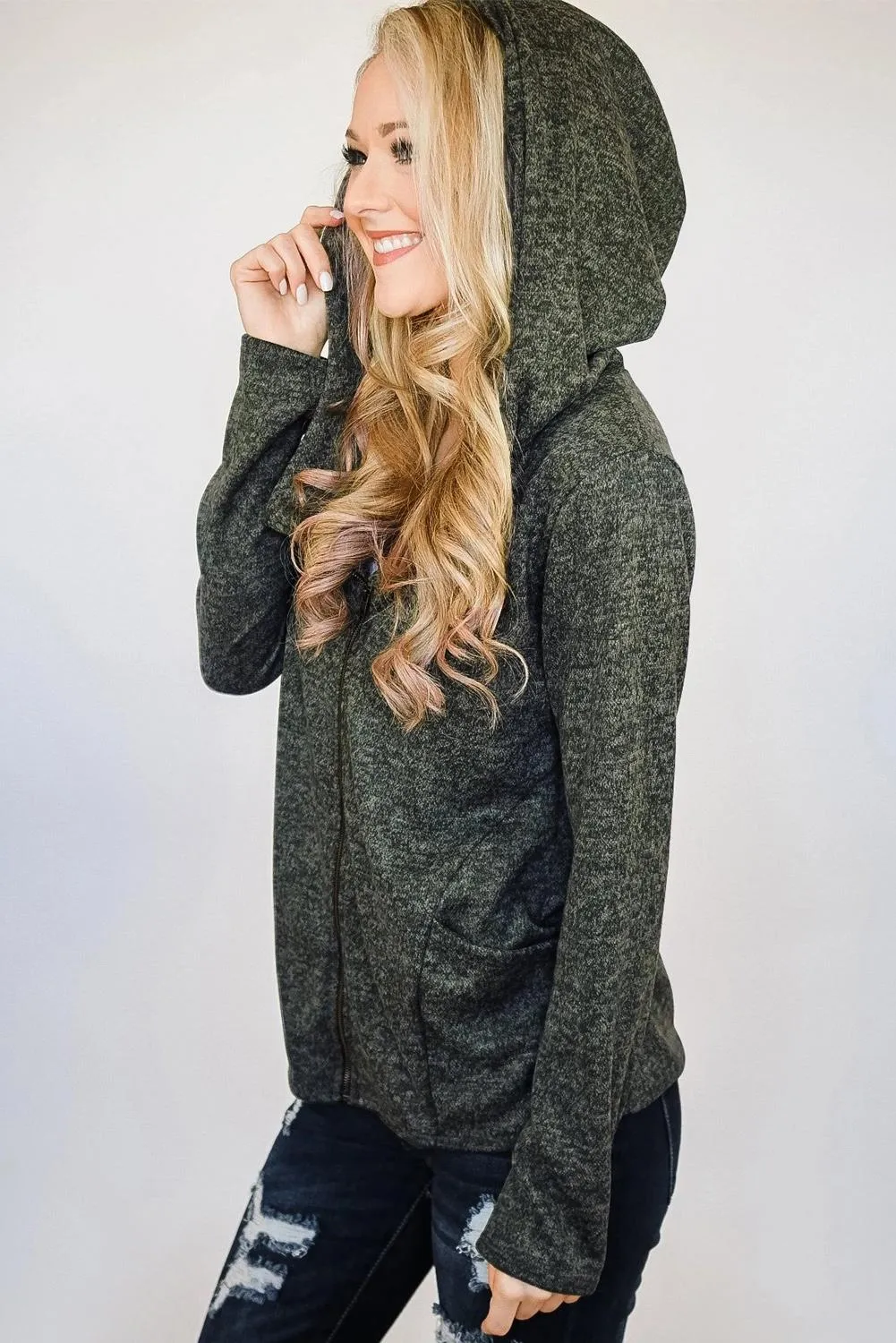 Hooded Zipper Cardigan Coat