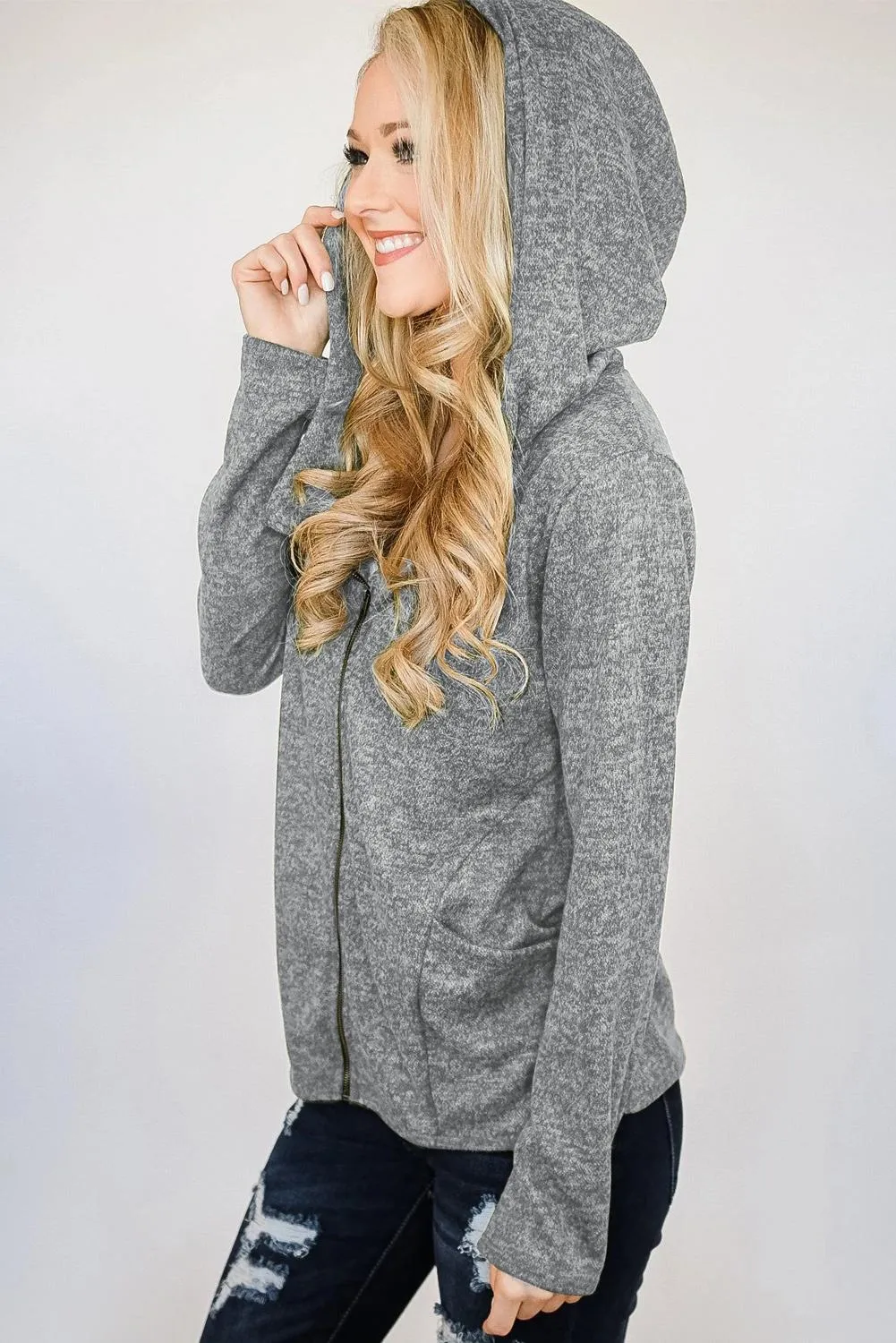 Hooded Zipper Cardigan Coat