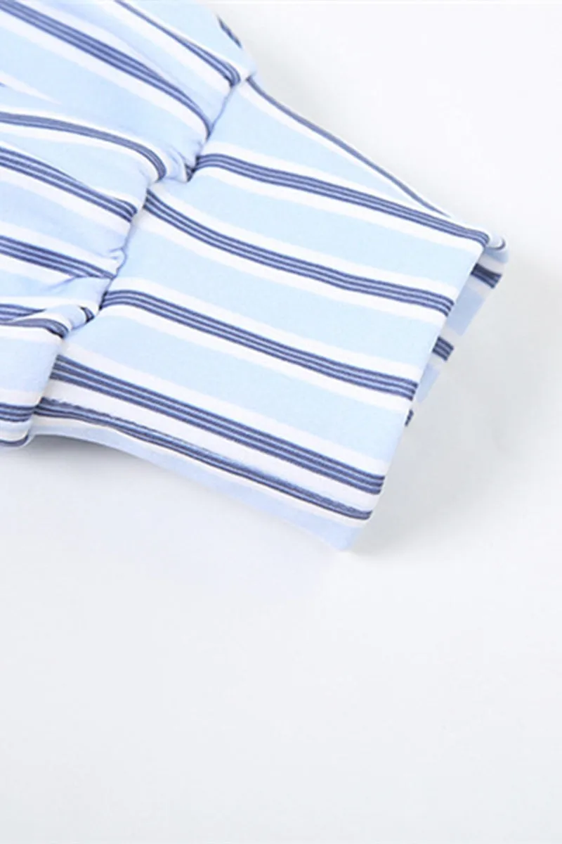HTT1185 Sporty Striped Corset Shirt Top