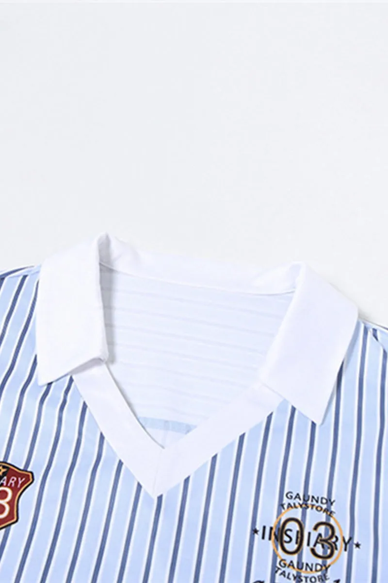 HTT1185 Sporty Striped Corset Shirt Top