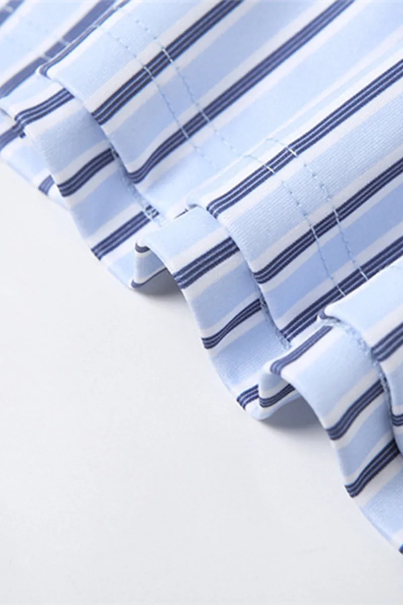 HTT1185 Sporty Striped Corset Shirt Top
