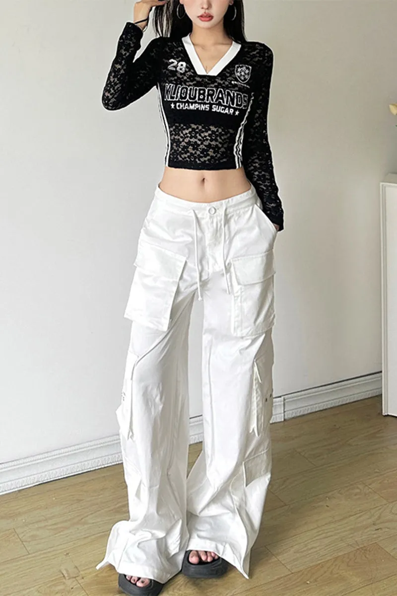 HTT1188 Varsity Lace Long Sleeve Top