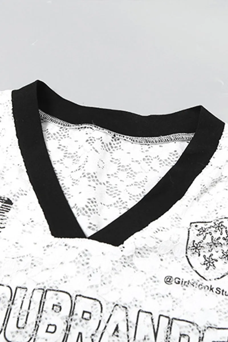 HTT1188 Varsity Lace Long Sleeve Top