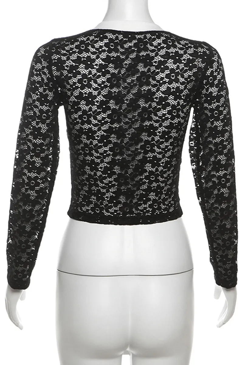 HTT1188 Varsity Lace Long Sleeve Top