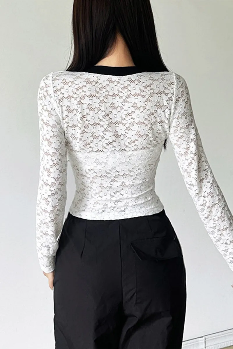 HTT1188 Varsity Lace Long Sleeve Top