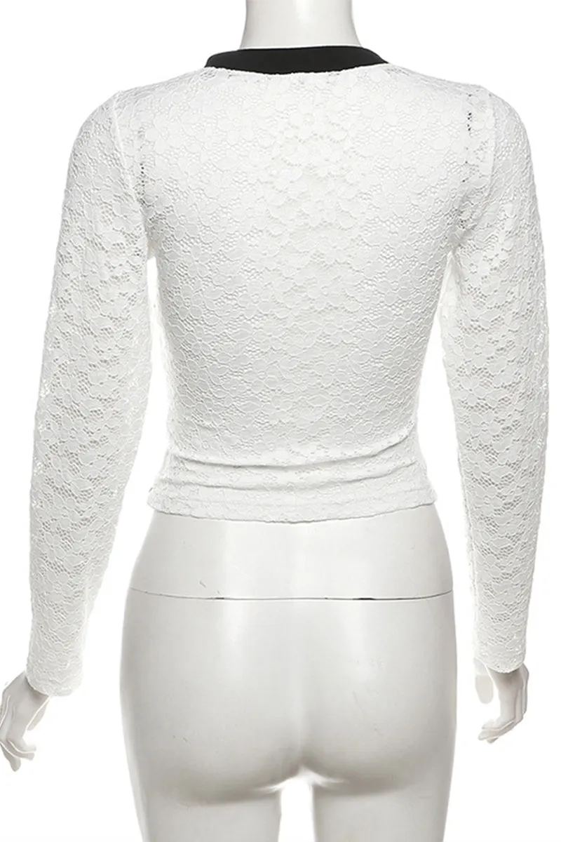 HTT1188 Varsity Lace Long Sleeve Top