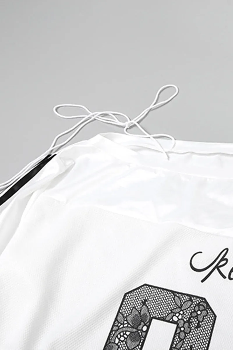 HTT1189 Star Athlete Off-Shoulder Sweatshirt Top