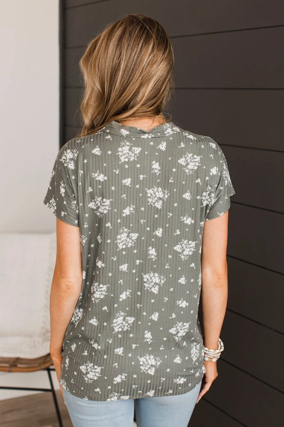 Hypnotized By You Floral Top- Dusty Sage