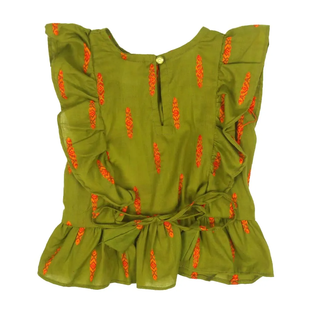 Infant Girls Casual Top Olive Girl - Green | Bachaa Party Baby Clothes Girls Tops & T-Shirts