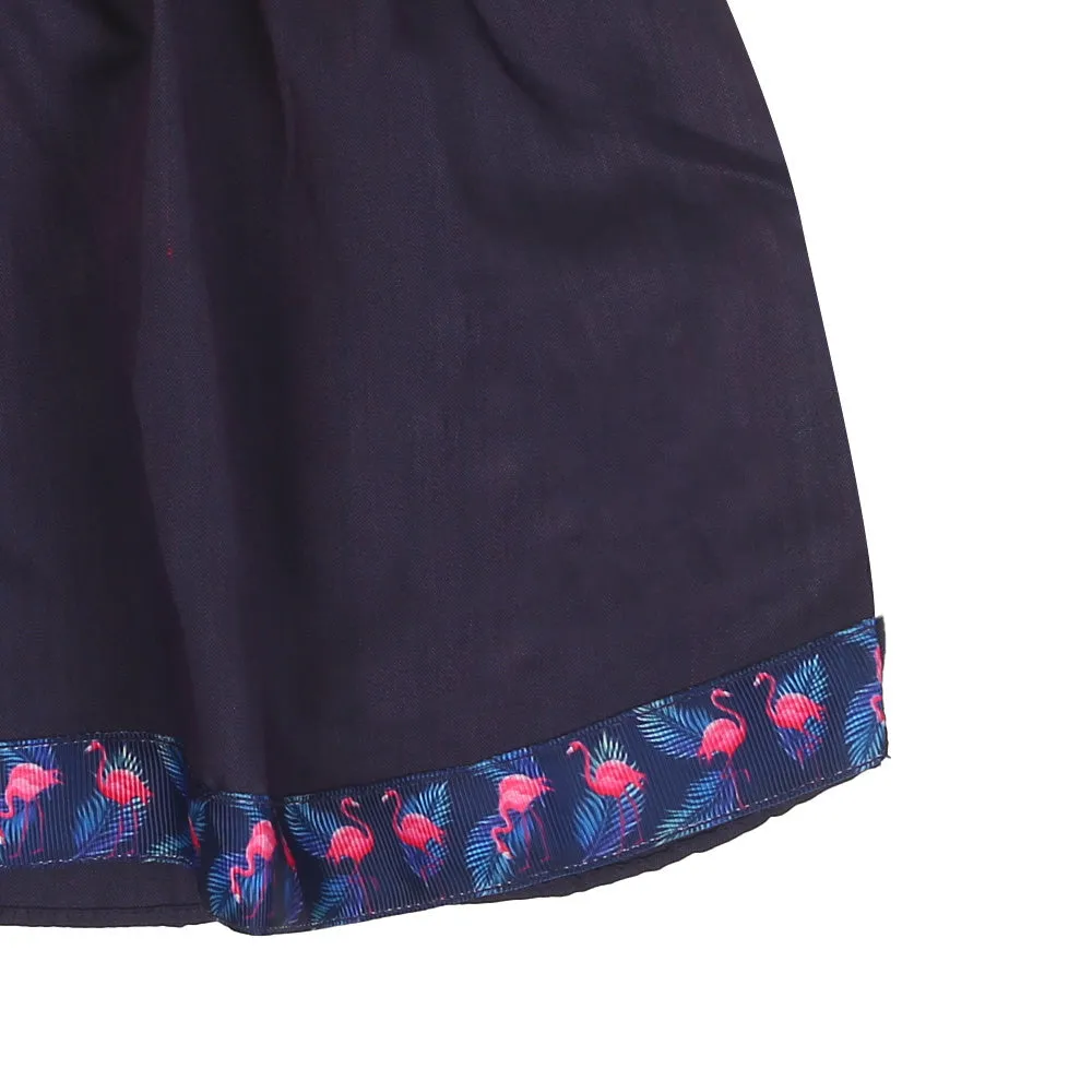 Infants Girls Embroidered Top Flamingo Embroidery - D.Purple | Bachaa Party Baby Clothes Girls Tops & T-Shirts