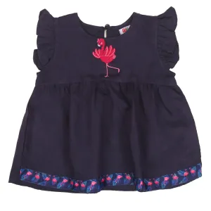 Infants Girls Embroidered Top Flamingo Embroidery - D.Purple | Bachaa Party Baby Clothes Girls Tops & T-Shirts
