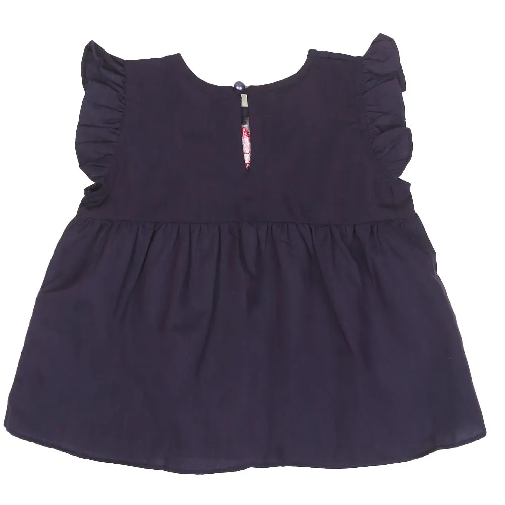Infants Girls Embroidered Top Flamingo Embroidery - D.Purple | Bachaa Party Baby Clothes Girls Tops & T-Shirts
