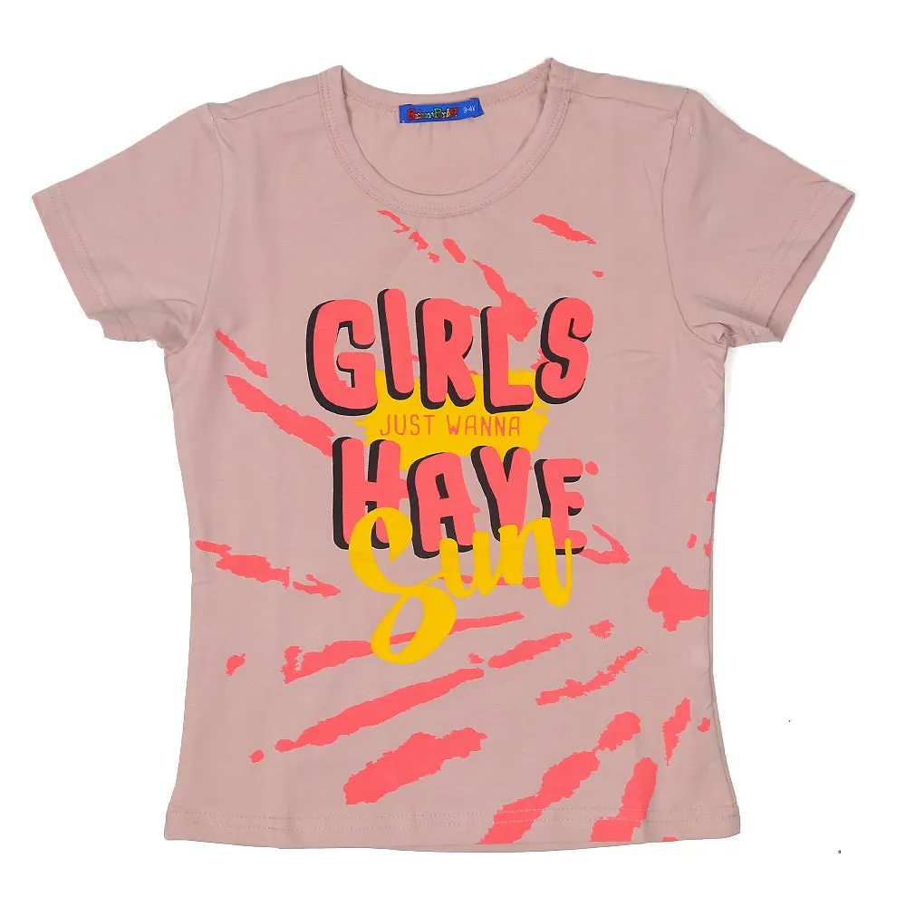 Infants Just Wanna Fun T-Shirt For Girls - Pink | Bachaa Party Baby Clothes Girls Tops & T-Shirts