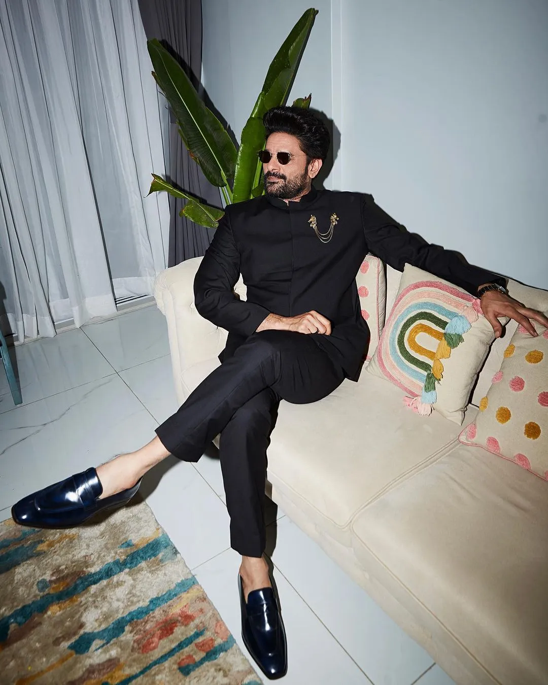 Jaideep Ahlawat in our Majestic- Black Asymmetric Indo-Western Jacket Set